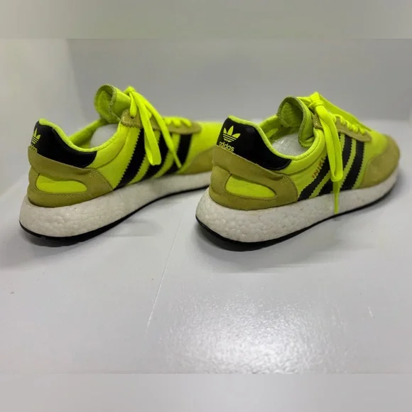 Adidas Iniki Runner Boost Neon Yellow Olive Black Sneakers Men’s 9.5 BB2094 - Picture 6 of 12
